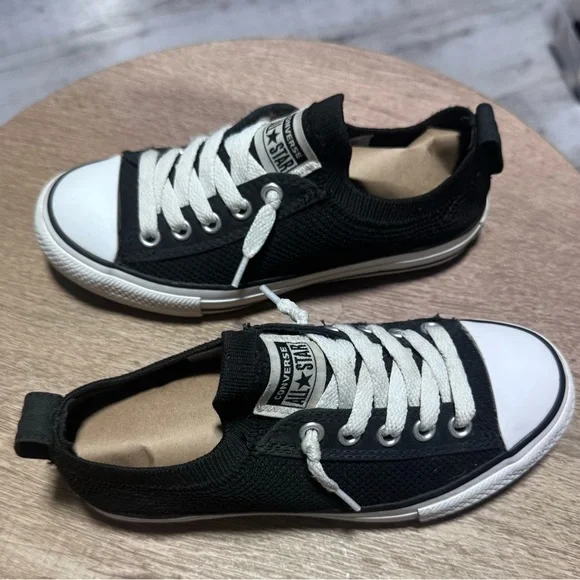 CONVERSE ALL STAR Classic Black and White Low-Tops elastic back slip on kids 13 - Picture 7 of 13